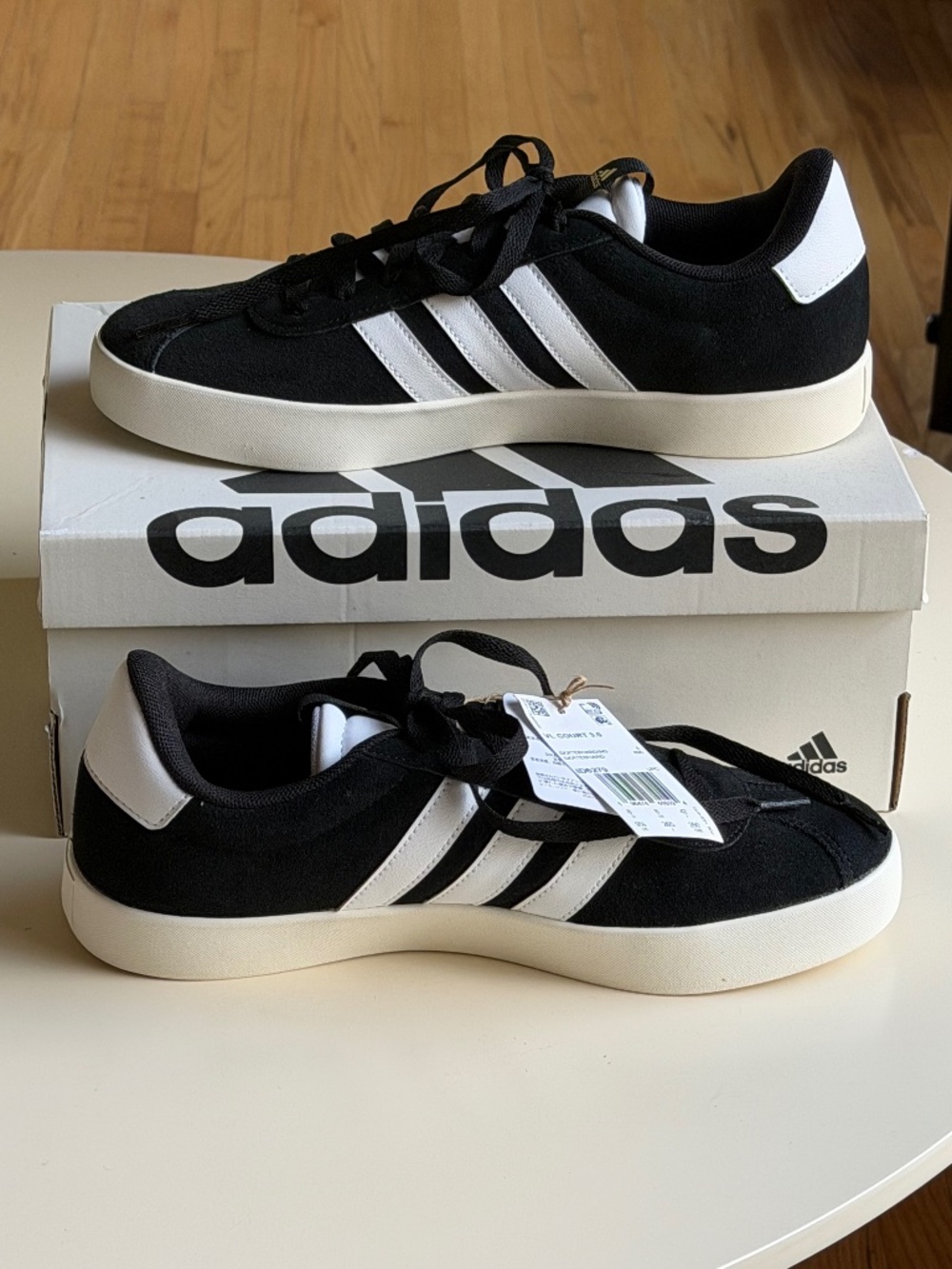 NIB adidas VL Court 3.0 Black White Suede Low Top Sneakers ID6279 Size 9.5